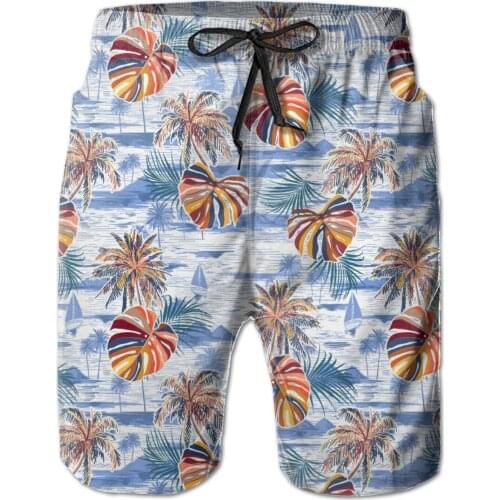 NOISYDESIGNS Coconut Tree Pattern Beach Shorts Mens Swimming Board Pants Draw String Summer Bathing Beach Wear Shorts for Male
