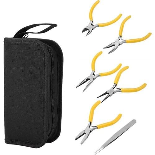 GTBL 6Pcs Jewelers Pliers Set, Professional Jewelry Pliers Tools Kit Round Bent Nose Beading Making DIY Jewellery