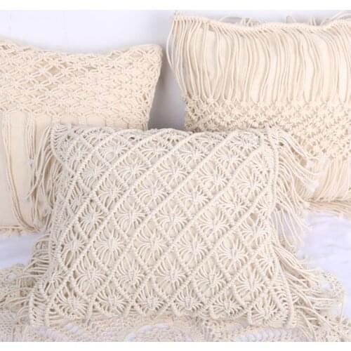 Boho Pillowcase Cushion Cover Cotton Linen Macrame Pillowslip Handwoven Throw Pillow Cover Case Pillowcase Home Sofa Bed Decor
