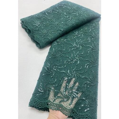 Nigerian Wedding Tulle Lace High Quality 2021 African French Net Mesh Fabric With Teal Small Sequins Fabircs 4127B