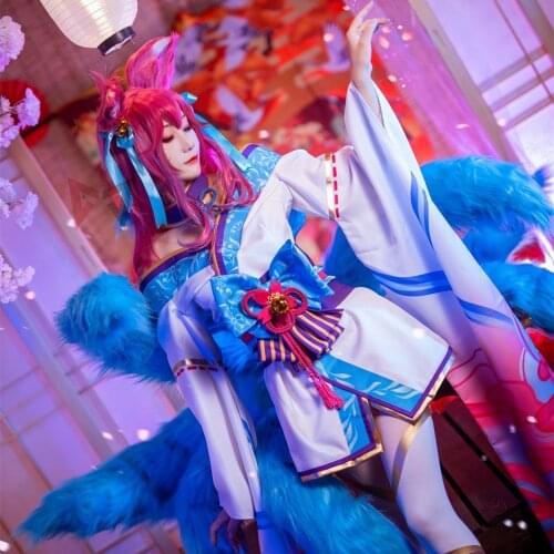 New Handmade Work LOL Spirit Blossom Ahris Nine-Tails Cosplay Halloween Christmas Costume Prop Accessories