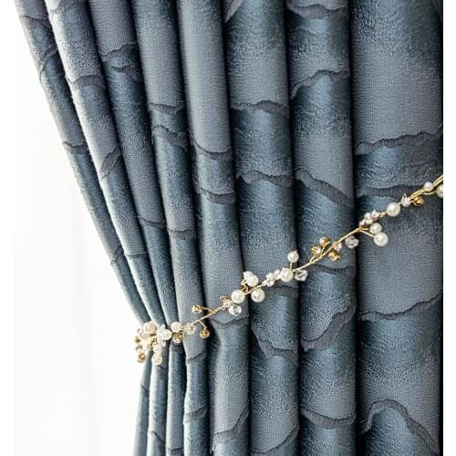 New Chinese Minimalist High-precision Mountain Striped Curtains for Living Room Bedroom Villa Model Room Curtains