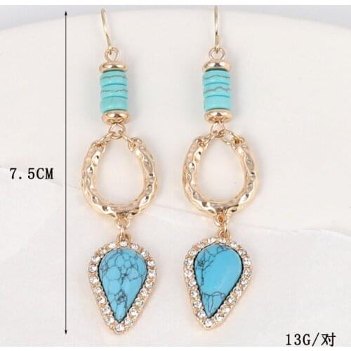Wholesale 6 Pair Sets Nature Stone Geometric Drop Dangle Earrings Set For Women Girls Party Jewelry