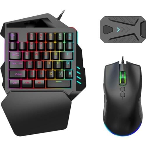 Y4UE Wired One Hand Gaming Keyboard Mini Backlit Keypad Mechanical Keyboard Single Handed Ergonomic Gaming Keypad for PUBG