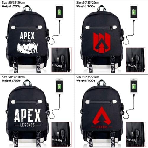 Game Apex Zipper USB Charging Backpack Student School Bag Canvas Packsack Unisex Shoulders Travel Laptop Bag Casual Racksack