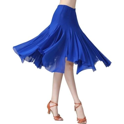 Mesh Irregular Hem Long Skirt Modern Waltz National Standard Dance Wear Splicing R7RF