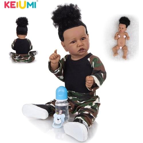 KEIUMI Toddler Silicone Reborn Baby Dolls 23 Inch Rooted Fiber Hair Newbrorn Doll Toys For Child Birthday Gifts DIY Toy