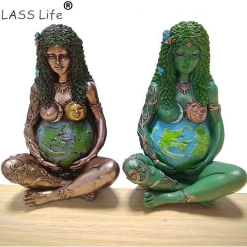 Gaia Mother Earth Art Statue Resin Figurine Mother Earth Goddess Sculpture Home Garden Decoration Mothers Day Gift Ornament
