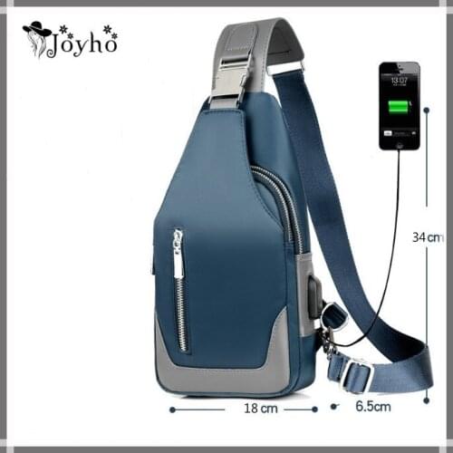 Unisex Men 's Messenger bag Anti Theft USB Charging chest bag Multifunction shoulder Crossbody bag Oxford cloth Travel Sling Bag