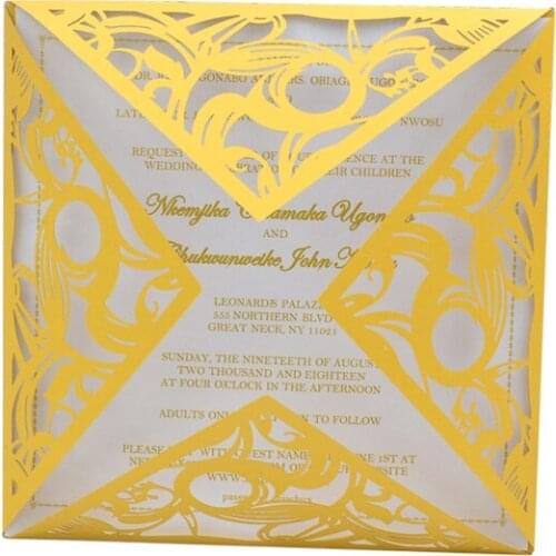 Pearl paper gold laser cut invitations wedding invitations card