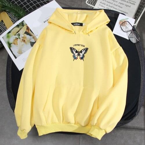 Butterfly Print Harajuku Hoodie Women Cotton Y2k Fashion Hip Hop Clothes Pullover Jacket Streetwear Drawstring Long Sleeve