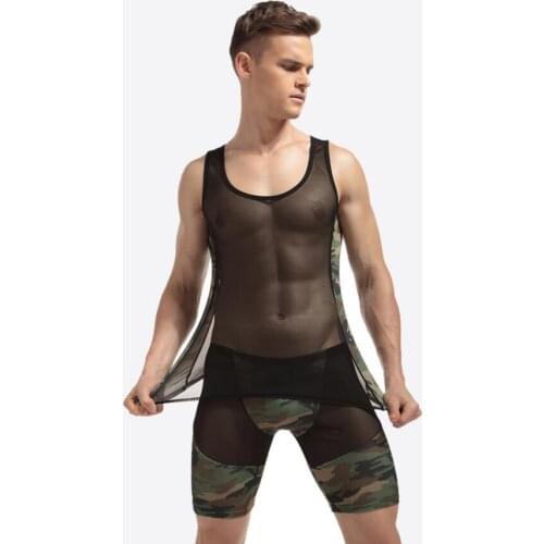 100% Real Photos M L XL XXL Camouflage Leopard Sexy Gay U Convex Desig Man Underwear Shapers Bodysuits Tight Suits MP046
