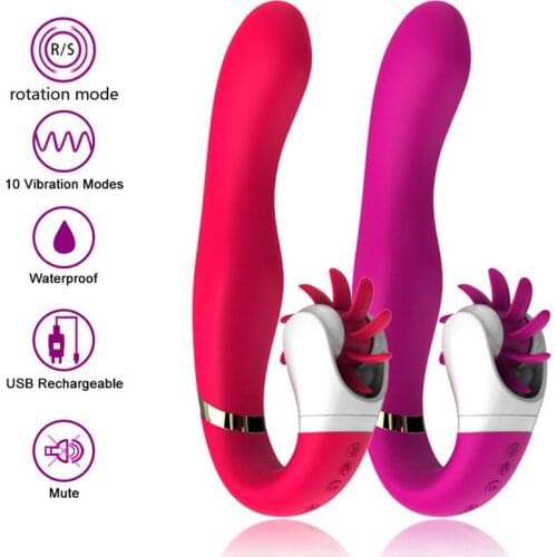 12 Speed Rotation Brush Tongue Licking Toys Clitoris Stimulation G Spot Vibrator Vibrating Oral Dildo Sex Toys for Women ST588