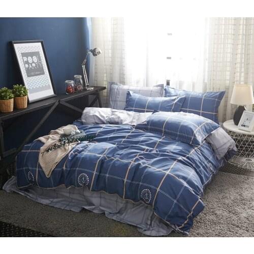 2018 New Europe style Bedding Set plaid Bedclothes 3/4pcs Duvet Cover Sets Twin Full Queen King Size Soft Bed Linen