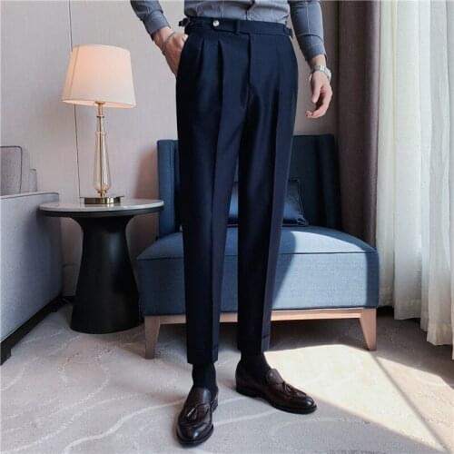 2021 High Quality Casual Business Dress Pants Men Slim Office Social Suit Pants Classic Wedding Groom Trousers Pantalon Homme