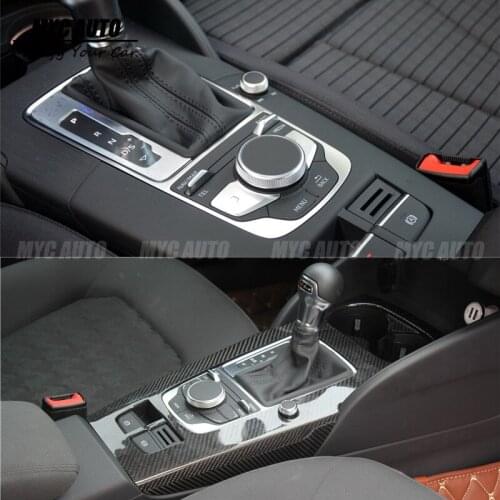 For Audi A3 S3 RS3 2014 - 2018 Carbon Fiber 3 pcs Car Interior Moldings Console Gear Shift Panel and Side Strip Cover Trim