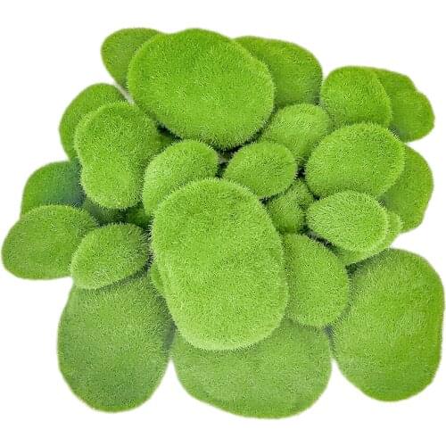 30PCS 3 Sizes Faux Green Moss Covered Stones Artificial Moss Rocks Decorative Garden DIY Decoration Home Plants Crafting