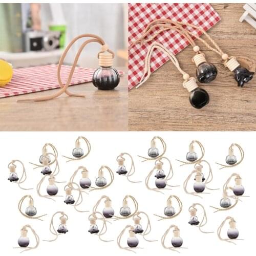 30Pcs Car Perfume Bottle Empty Refillable Fragrance Oil Container Diffuser Vottle Hanging Ornament ,10ml, Black