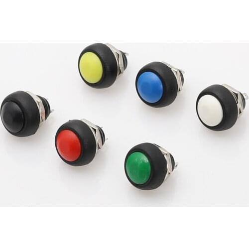 6Pcs PBS-33b 2Pin Mini Switch 12mm 12V 1A Waterproof momentary Push button Switch since the reset Non-locking