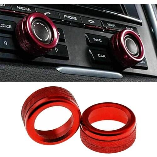Red Knobs Covers Volume 2pcs Accessories Car Cayenne Macan 718 Parts Radio Switch