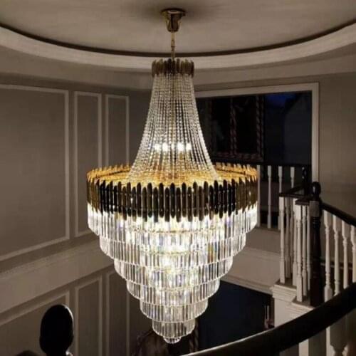 Large crystal chandelier in duplex building luxury hotel lobby engineering villa living room hollow chandelier