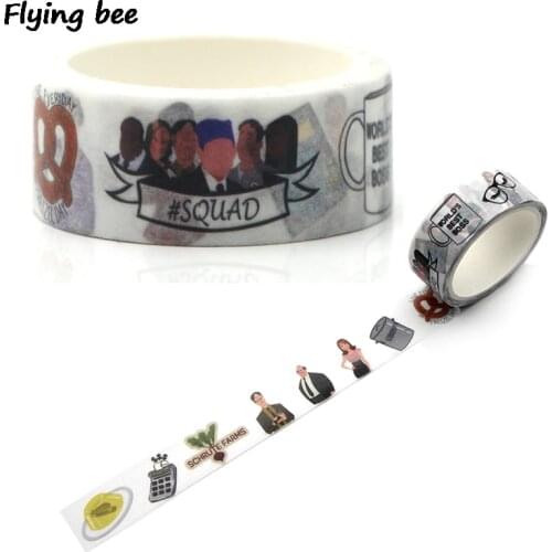 Flyingbee 15mmX5m Paper Washi Tape office funny staff Adhesive Tape DIY Scrapbooking Sticker Funny Label Masking Tape X0325