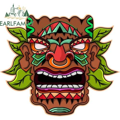 EARLFAMILY 13cm x 11.2cm for Hawaii Tiki Decoration Trunk Waterproof Windshield Car Stickers VAN Motorcycle for Fold GTR EVO
