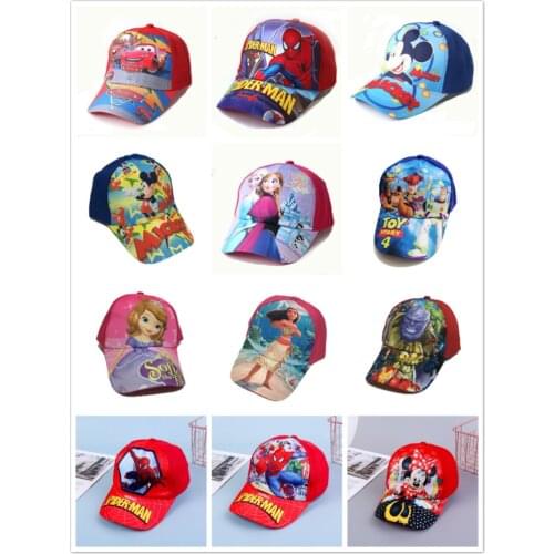 Spring Children Cute Hat Cartoon Cars Mickey Spiderman Frozen Anna Elsa Baby Boy Girl Baseball Kids Popular Hip Hop Kid Snapback