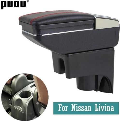 Centre Console Storage Box For Nissan Livina Double layer Rotatable Armrest box with Ashtray USB Charging Car decoration accesso
