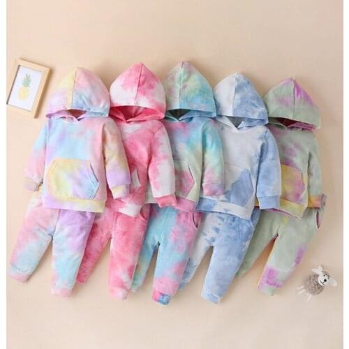 Kids Clothes Sets 2021 Spring New Baby Girls Boys Hoodies Suit Colorful Hooded Sweatshirt Pants 2pcs Childrens Casual Sport Set