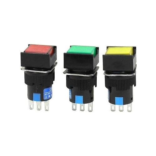NO NC SPDT 3 Pin Square Self Lock Push Button Switch AC 250V 3A