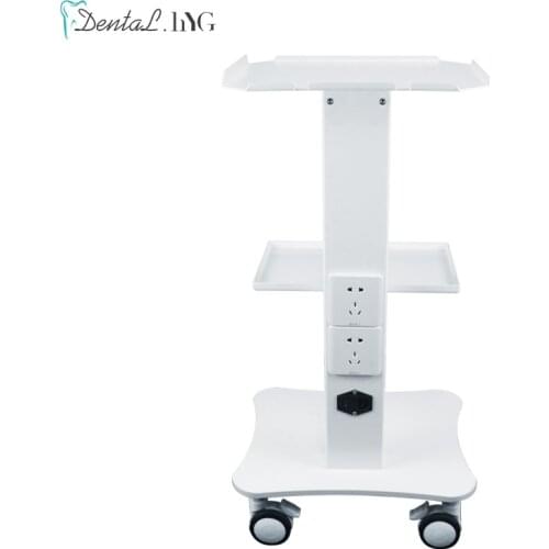 Medical Trolley Mobile Shelf Table Dental Unit Portable Cart with Swivel Brake Wheels and Socket for Dental Clinic Dentist Tool