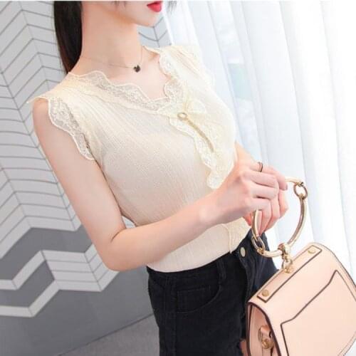 IMCUTE Y2K Sweet Lace Camisole Womens Sexy V-neck Beauty Back Sleeveless Base Top Pure Girl Pure Color Thin Transparent Vest