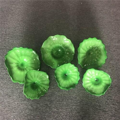 Flower Designed Handmade Blown Glass wall lamps European Style Customized Green Blown Murano glass Art Designed wall plates