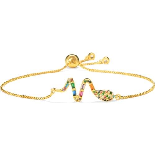 Mafisar New Fashion Colourful T shape CZ Stone Snake Charm Bracelet For Women Girl Unique Design Lovely Animal Shape Jewelry