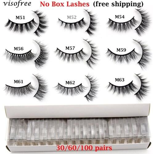 Wholesale Lashes 30/60/100 PCS Visofree 3D Mink Eyelashes Makeup Thick Mink Lashes in Bulk Natural False Eyelashes Wispy Lashes