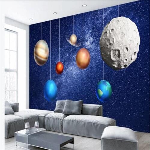 Custom wallpaper universe space planet childrens room background wall high-grade waterproof material