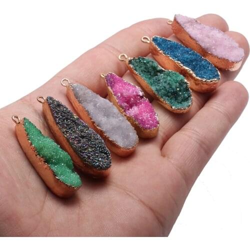 Natural Stone Pendant Drop-shaped Crystalline Germ Agates For Jewelry Making DIY Necklace Bracelet Anklet Accessory