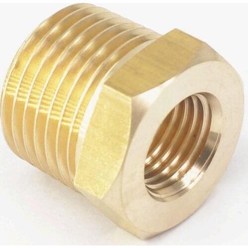 1/2" BSPT Male x 1/4" NPT Female Reducing Bushing Brass Pipe Fitting Connector Adapter Air Gas Fuel Water Pressure 229 PSI