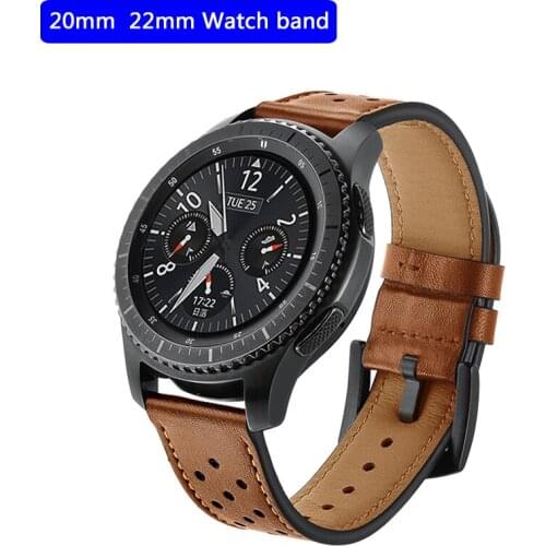 20/22mm Strap for Galaxy Watch 46mm/42mm/Active Samsung Gear S3 Frontier/S2/Sport Genuine Leather Band Huawei Watch GT S 3 2 46