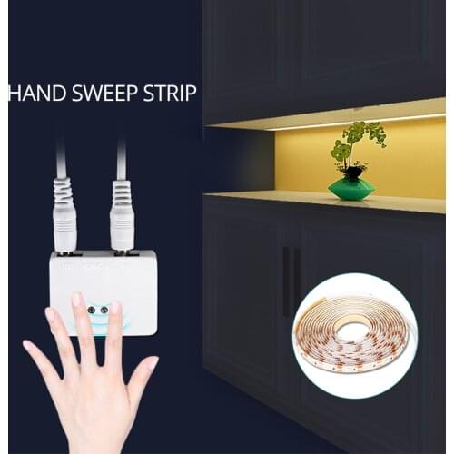Hand Wave LED Strip Light Diode Ribbon Tape 12V With Dimmable Hand Sweep Sensor Switch DIY Kitchen Cabinet Lights Wardrobe Lamp