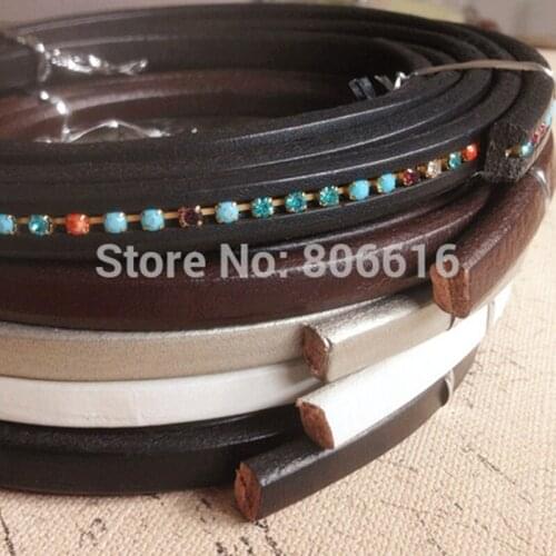 AAA+ 10*6MM 2M 100% Cowhide Leather Ropes Cords DIY Slide Bracelet Strings Jewelry Accessories Findings