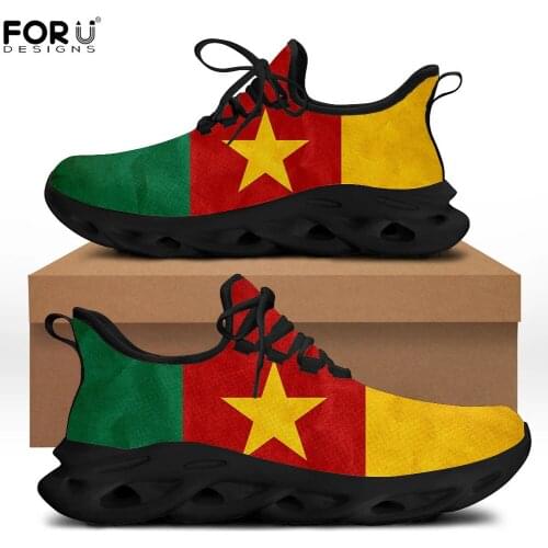 FORUDESIGNS Flag Of Cameroon Pattern Women Shoes Sneakers Ladies Fashion Casual Flats Beach Light Shoes for Girl Zapatos Mujer