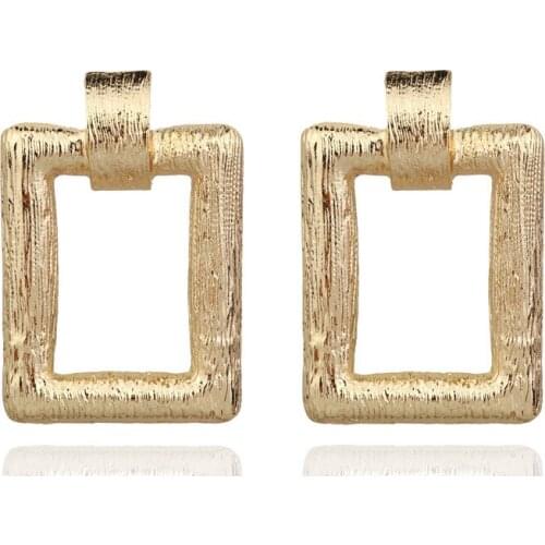 Vintage Earrings for women gold color Geometric statement earring 2019 texture metal drop earing Hanging fashion jewelry