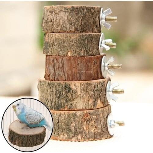 1PCs Round Wooden Squirrel Parrot Bird Perch Stand Platform Pet Bird Wooden Resk Holder Grinding Hanging Toy Bird Supplies