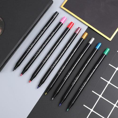 1pc 8color Drawing Painting Marker Pens Metallic Color Pen For Black Paper Art Supplies Marker Stationery Material Signature Pen
