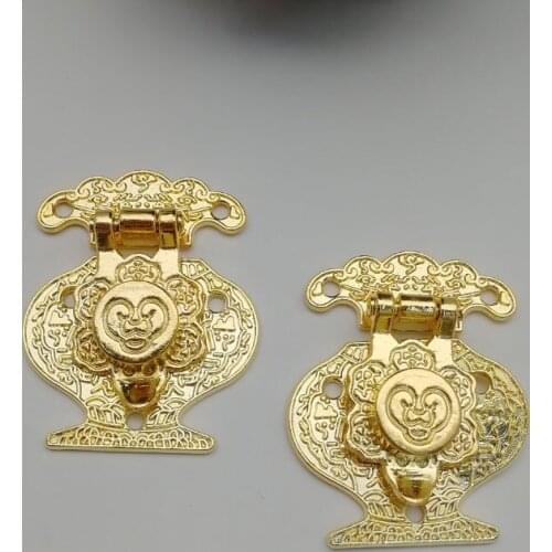 10 Set Retro Jewelry Box Hasp MIni Hasp Latch Lock Golden Vase Design Jewelry Chest Wooden Box Box Clasp Lock Hardware Tools
