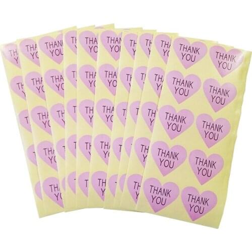 1000 Pcs/lot Label Pink Heart "Thank you" Sticker Labels Seals Gift Stickers For Wedding Seals Envelope Label