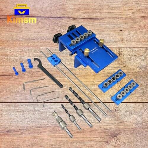 08400 3 In 1 Drilling Locator Drilling Guide Kit Log Tenon Hole Punch Combo / Triple Punch Locator For Woodworking Dowel Jig Set