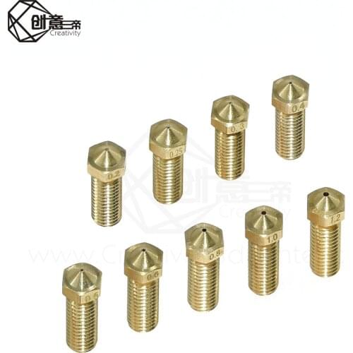 5PCS Volcanic nozzle 3D printer extruder nozzle all metal brass 3D lengthened 0.6 / 0.8 / 1.0 mm for 1.75 / 3mm consumables